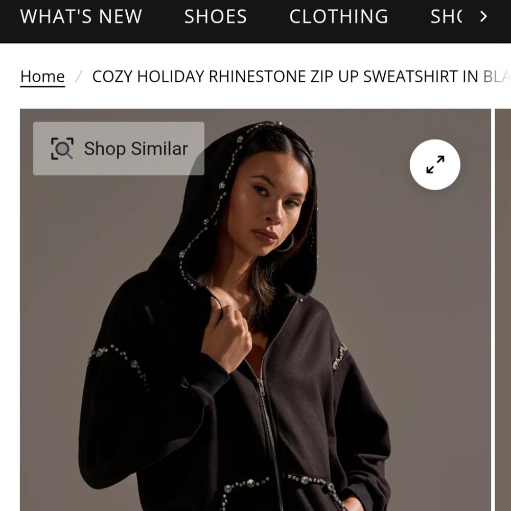 AKIRA COZY HOLIDAY RHINESTONE ZIP UP SWEATSHIRT IN BLACK Size XLXL